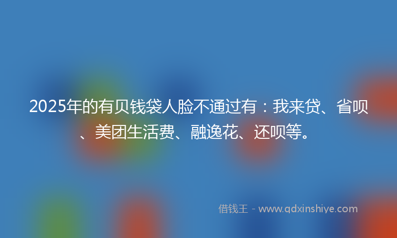 2025年的有贝钱袋人脸不通过有：我来贷、省呗、美团生活费、融逸花、还呗等。