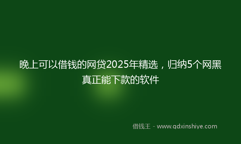 晚上可以借钱的网贷2025年精选，归纳5个网黑真正能下款的软件