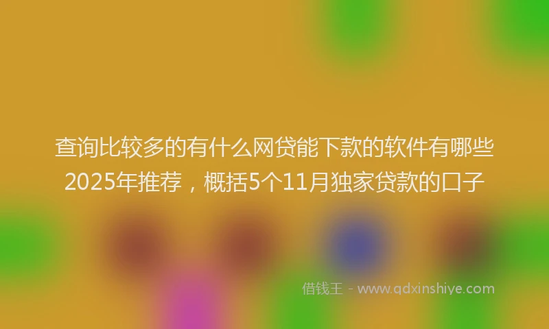 查询比较多的有什么网贷能下款的软件有哪些2025年推荐，概括5个11月独家贷款的口子