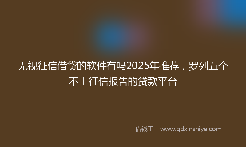无视征信借贷的软件有吗2025年推荐，罗列五个不上征信报告的贷款平台