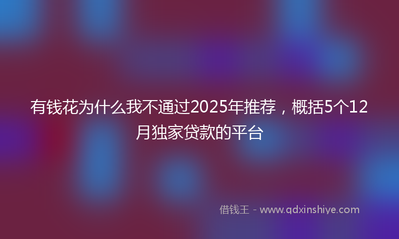 有钱花为什么我不通过2025年推荐，概括5个12月独家贷款的平台