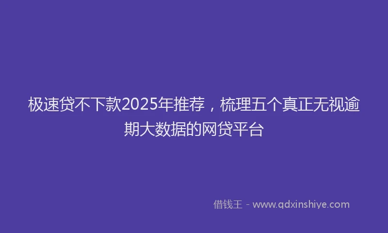 极速贷不下款2025年推荐，梳理五个真正无视逾期大数据的网贷平台