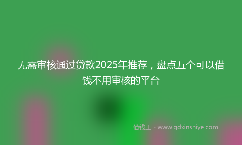 无需审核通过贷款2025年推荐，盘点五个可以借钱不用审核的平台