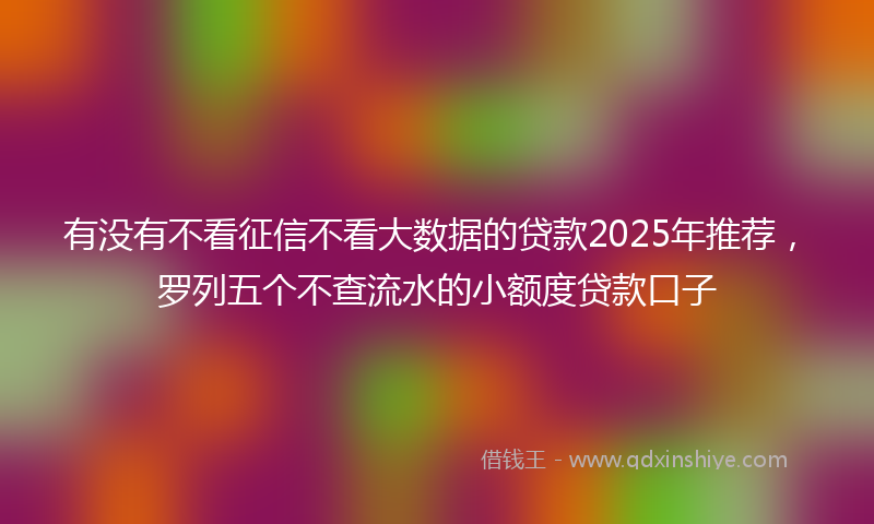 有没有不看征信不看大数据的贷款2025年推荐，罗列五个不查流水的小额度贷款口子