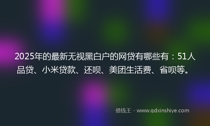 2025年的最新无视黑白户的网贷有哪些有：51人品贷、小米贷款、还呗、美团生活费、省呗等。