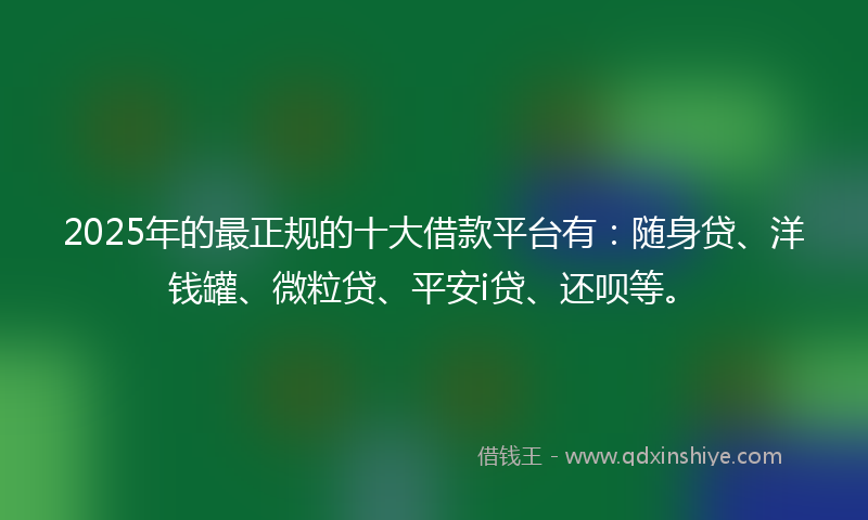 2025年的最正规的十大借款平台有：随身贷、洋钱罐、微粒贷、平安i贷、还呗等。