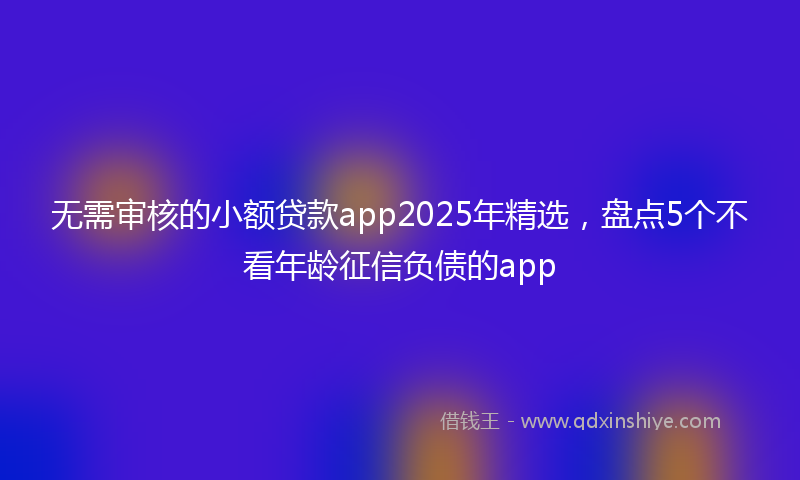 无需审核的小额贷款app2025年精选，盘点5个不看年龄征信负债的app