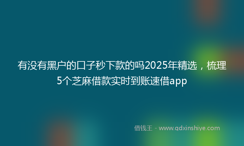 有没有黑户的口子秒下款的吗2025年精选，梳理5个芝麻借款实时到账速借app