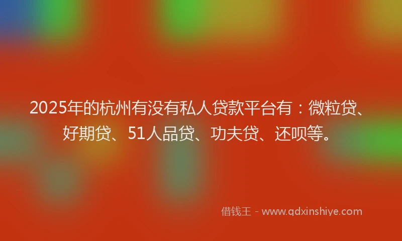 2025年的杭州有没有私人贷款平台有：微粒贷、好期贷、51人品贷、功夫贷、还呗等。
