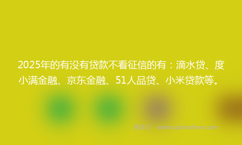 2025年的有没有贷款不看征信的有：滴水贷、度小满金融、京东金融、51人品贷、小米贷款等。
