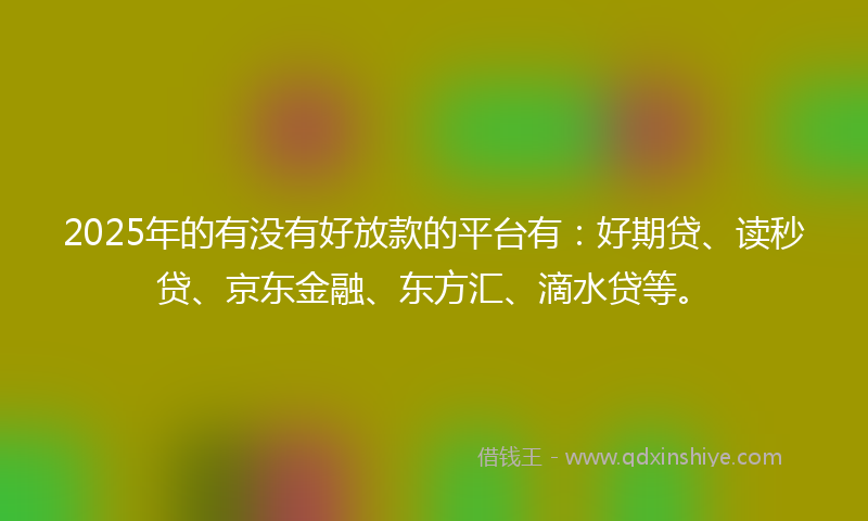2025年的有没有好放款的平台有：好期贷、读秒贷、京东金融、东方汇、滴水贷等。