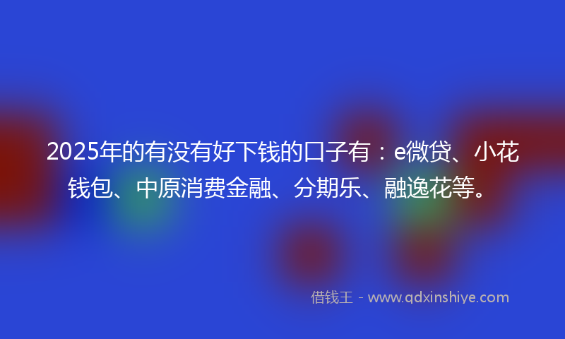 2025年的有没有好下钱的口子有：e微贷、小花钱包、中原消费金融、分期乐、融逸花等。
