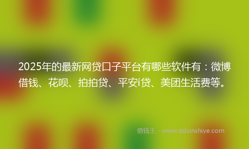 2025年的最新网贷口子平台有哪些软件有：微博借钱、花呗、拍拍贷、平安i贷、美团生活费等。