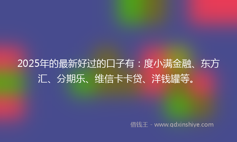 2025年的最新好过的口子有：度小满金融、东方汇、分期乐、维信卡卡贷、洋钱罐等。
