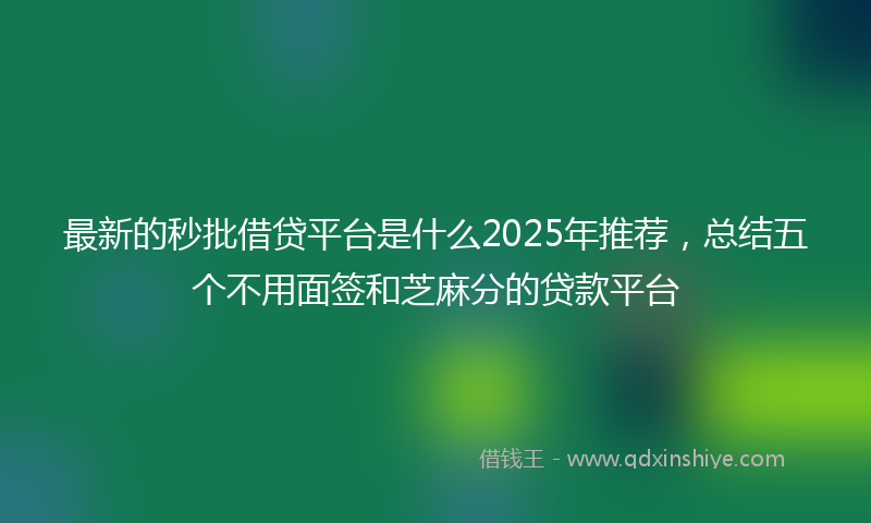 最新的秒批借贷平台是什么2025年推荐，总结五个不用面签和芝麻分的贷款平台