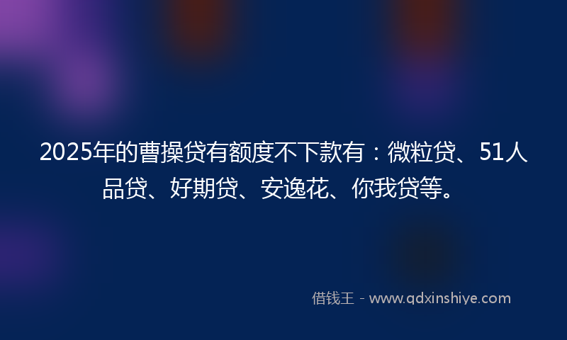 2025年的曹操贷有额度不下款有：微粒贷、51人品贷、好期贷、安逸花、你我贷等。