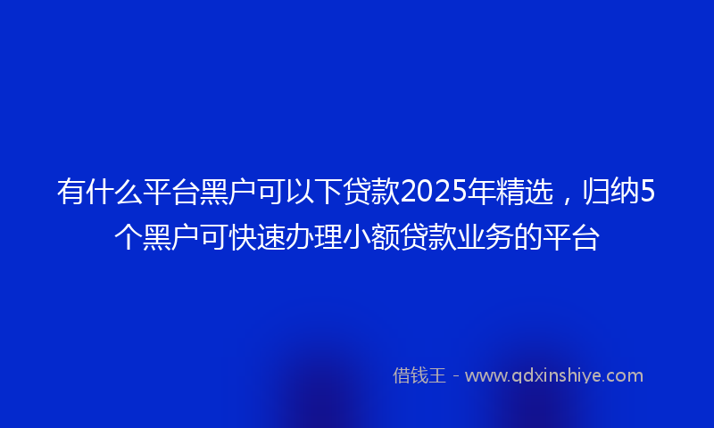 有什么平台黑户可以下贷款2025年精选，归纳5个黑户可快速办理小额贷款业务的平台