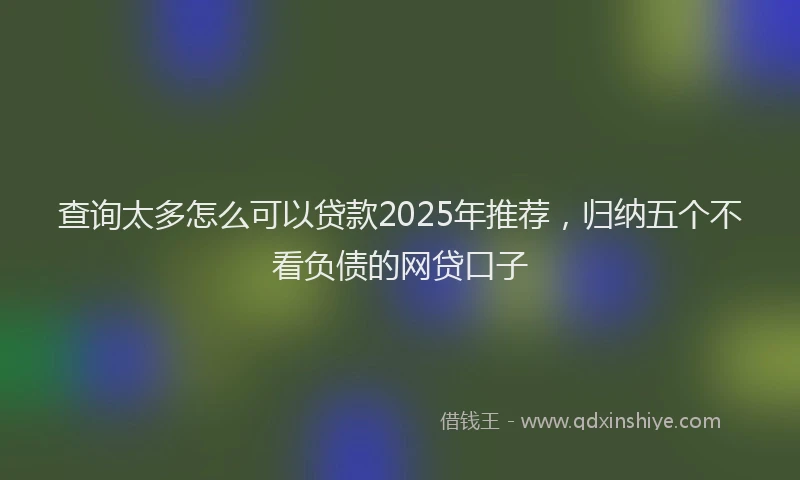 查询太多怎么可以贷款2025年推荐，归纳五个不看负债的网贷口子