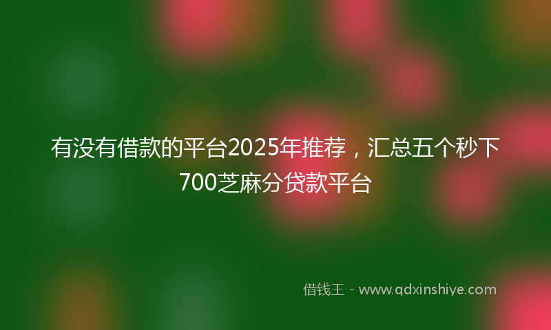 有没有借款的平台2025年推荐，汇总五个秒下700芝麻分贷款平台