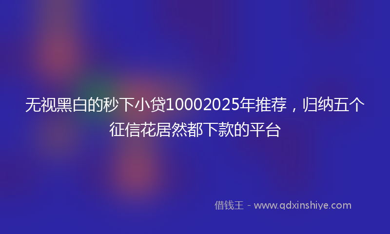 无视黑白的秒下小贷10002025年推荐，归纳五个征信花居然都下款的平台