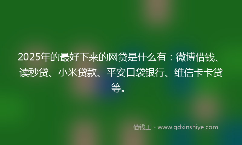 2025年的最好下来的网贷是什么有：微博借钱、读秒贷、小米贷款、平安口袋银行、维信卡卡贷等。