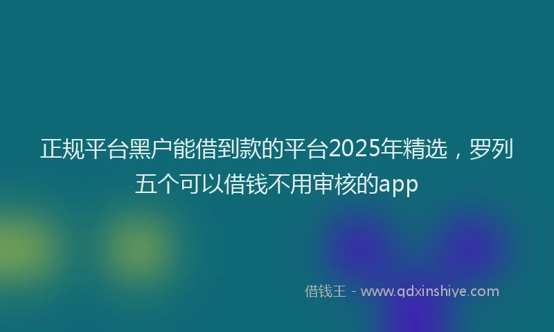 正规平台黑户能借到款的平台2025年精选，罗列五个可以借钱不用审核的app