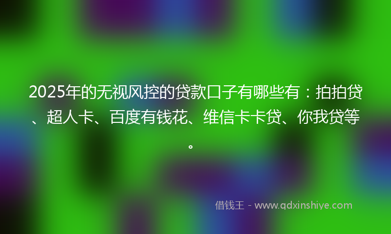 2025年的无视风控的贷款口子有哪些有：拍拍贷、超人卡、百度有钱花、维信卡卡贷、你我贷等。
