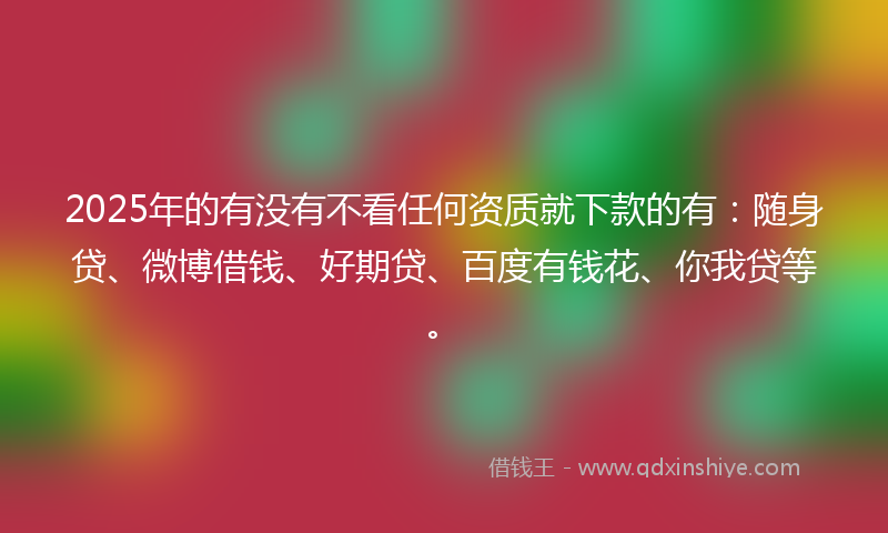 2025年的有没有不看任何资质就下款的有：随身贷、微博借钱、好期贷、百度有钱花、你我贷等。