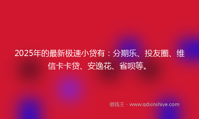 2025年的最新极速小贷有：分期乐、投友圈、维信卡卡贷、安逸花、省呗等。