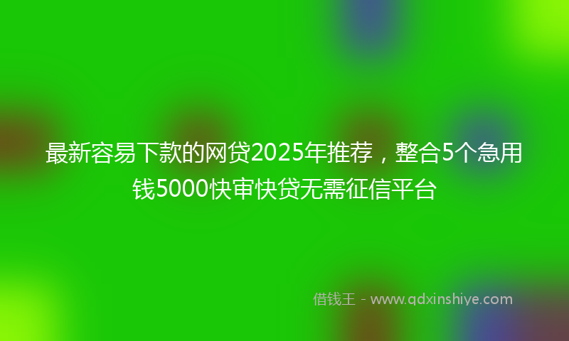 最新容易下款的网贷2025年推荐，整合5个急用钱5000快审快贷无需征信平台