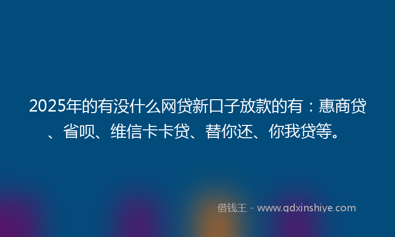 2025年的有没什么网贷新口子放款的有：惠商贷、省呗、维信卡卡贷、替你还、你我贷等。