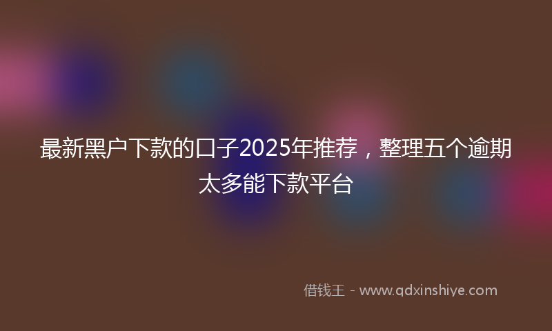 最新黑户下款的口子2025年推荐，整理五个逾期太多能下款平台