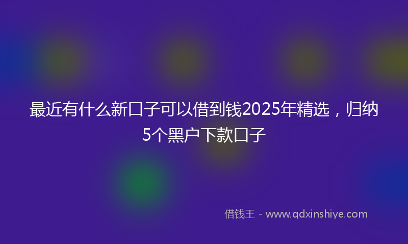 最近有什么新口子可以借到钱2025年精选，归纳5个黑户下款口子