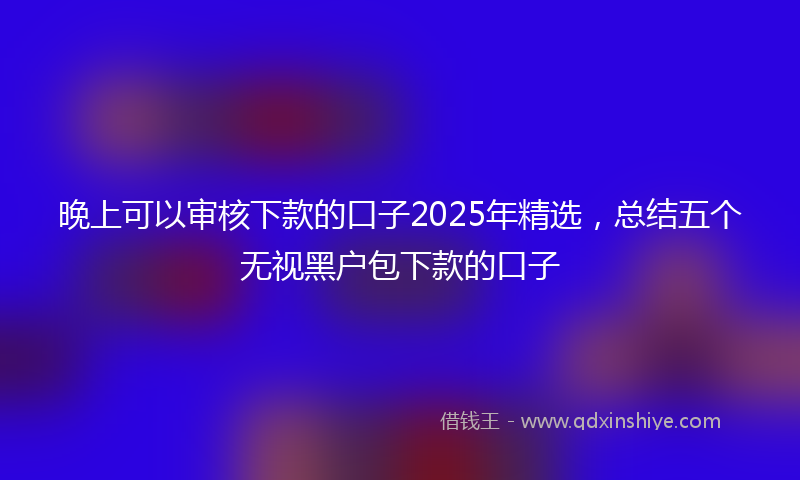 晚上可以审核下款的口子2025年精选，总结五个无视黑户包下款的口子