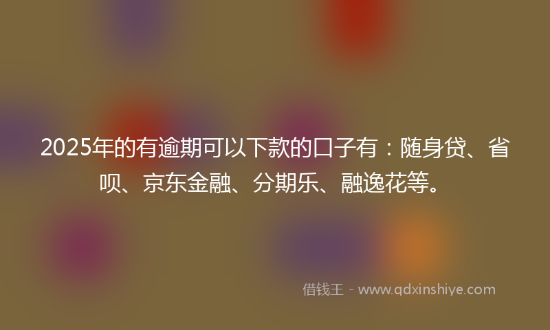 2025年的有逾期可以下款的口子有：随身贷、省呗、京东金融、分期乐、融逸花等。