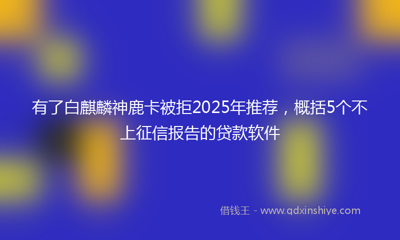 有了白麒麟神鹿卡被拒2025年推荐，概括5个不上征信报告的贷款软件