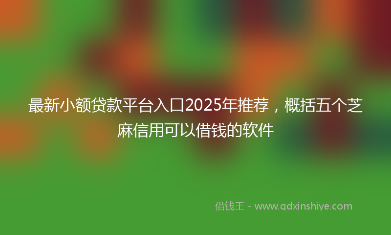 最新小额贷款平台入口2025年推荐，概括五个芝麻信用可以借钱的软件