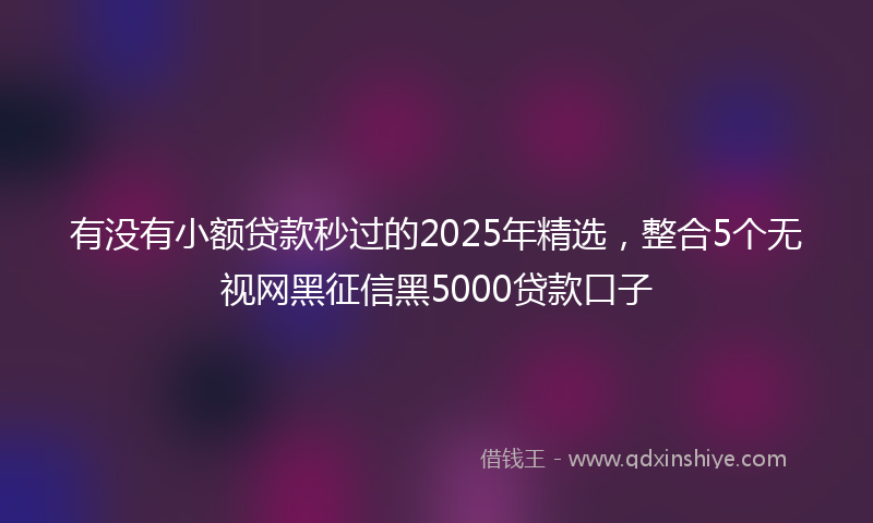 有没有小额贷款秒过的2025年精选，整合5个无视网黑征信黑5000贷款口子