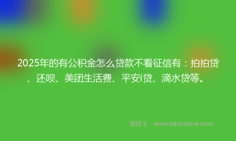2025年的有公积金怎么贷款不看征信有：拍拍贷、还呗、美团生活费、平安i贷、滴水贷等。