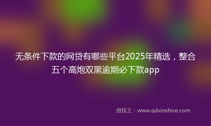 无条件下款的网贷有哪些平台2025年精选，整合五个高炮双黑逾期必下款app