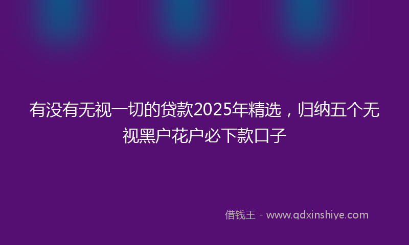 有没有无视一切的贷款2025年精选，归纳五个无视黑户花户必下款口子