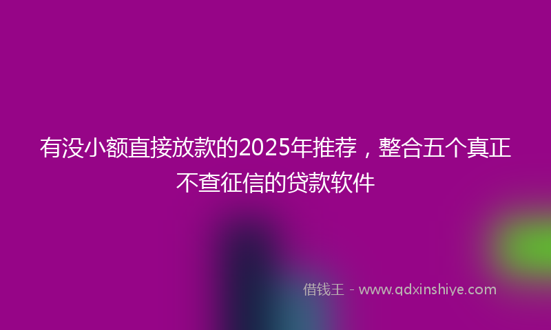 有没小额直接放款的2025年推荐，整合五个真正不查征信的贷款软件