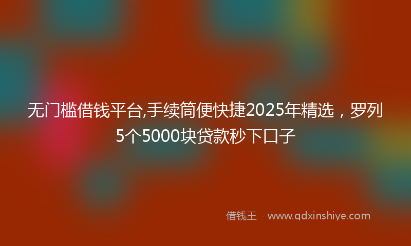 无门槛借钱平台,手续筒便快捷2025年精选，罗列5个5000块贷款秒下口子