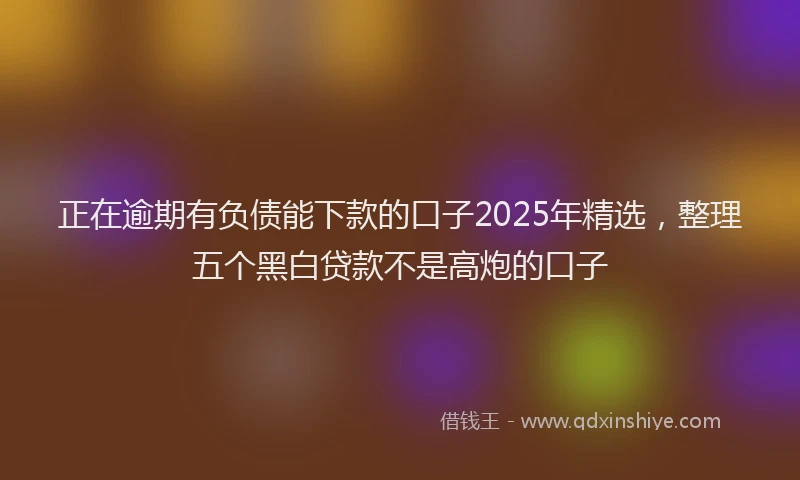 正在逾期有负债能下款的口子2025年精选，整理五个黑白贷款不是高炮的口子