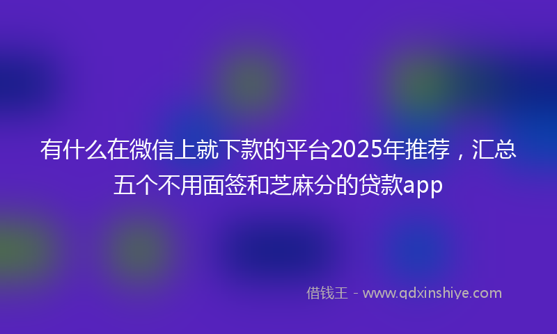 有什么在微信上就下款的平台2025年推荐，汇总五个不用面签和芝麻分的贷款app