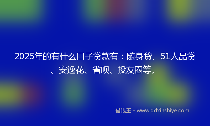 2025年的有什么口子贷款有：随身贷、51人品贷、安逸花、省呗、投友圈等。