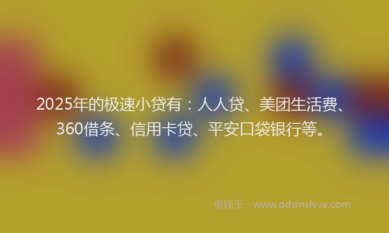 2025年的极速小贷有：人人贷、美团生活费、360借条、信用卡贷、平安口袋银行等。