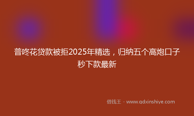 普咚花贷款被拒2025年精选，归纳五个高炮口子秒下款最新