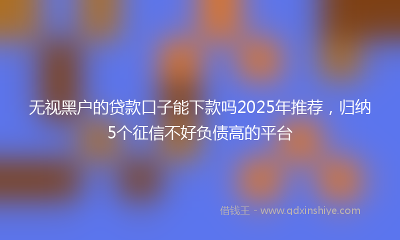 无视黑户的贷款口子能下款吗2025年推荐，归纳5个征信不好负债高的平台
