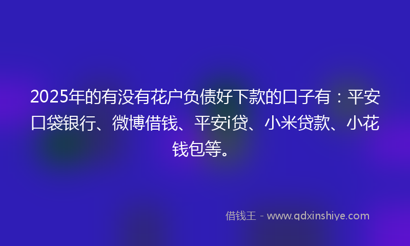 2025年的有没有花户负债好下款的口子有：平安口袋银行、微博借钱、平安i贷、小米贷款、小花钱包等。